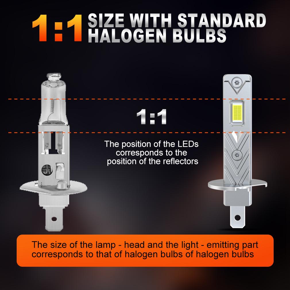 2 st 12000LM H1 H3 LED Strålkastarlampor Mini H1 LED Dimljus 30W CSP för Bilstrålkastare Fläktlös DRL Ljus Auto Dagtidskörningsljus 12V 6500K Vit