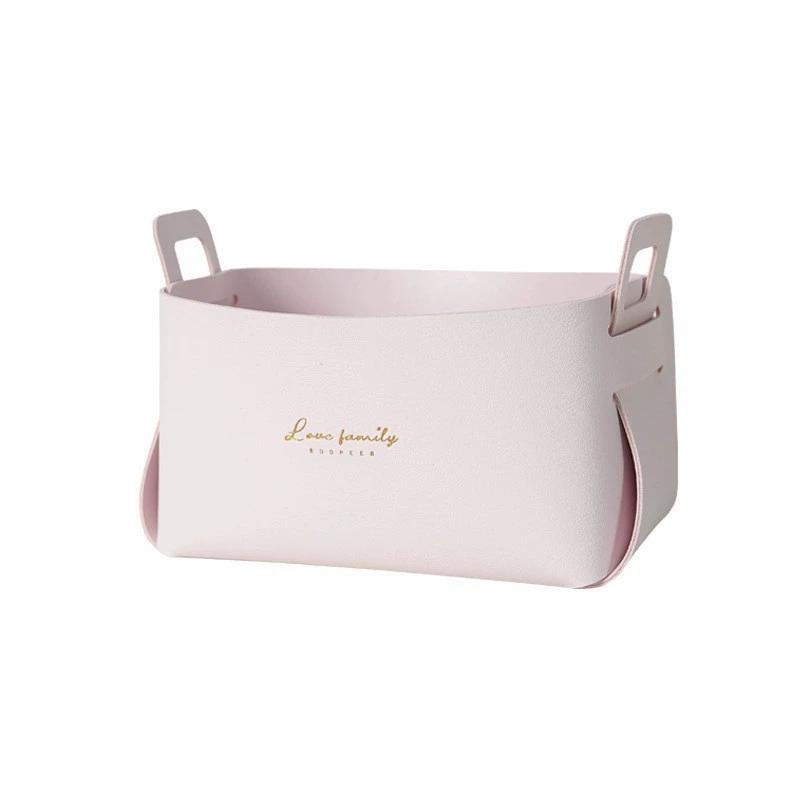 

Кожаный рабочий стол, большой ящик для хранения гостиной, спальни, всякая всячина, украшение для ключей, лоток для монет, складной ящик для хранения из искусственной кожи, оптовая продажа розовый