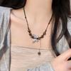 Women Ethnic Neck Accessories Chinese Style Butterfly Light Luxury High Sense New Chinese Retro Natural Stone Beaded Versatile Collarbone Chain
