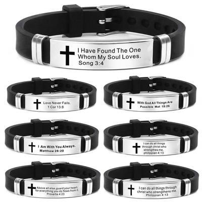 Fashion Christian Bible Cross Scripture Bracelet Love Never Fails I Have Found The One Whom My Soul Loves Watch Bangle Bracelet for Men Women