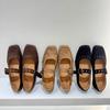 New Women's Suede Flats Loafers Women Marie Jane Shoes Square Toe Ballet Dance Shoes Fashion Luxury Dress Shoes 2025