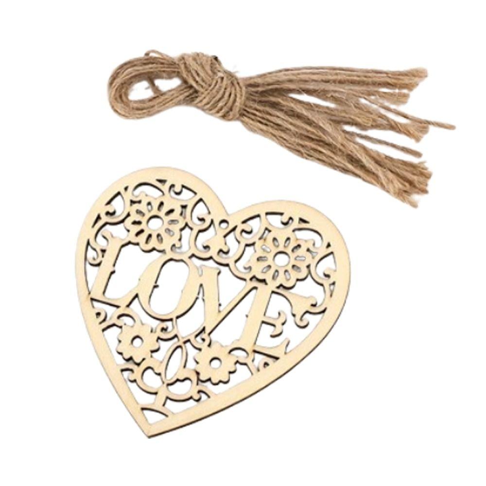 

10pcs Handmade Heart Hanging Decoration Love Letter Love Wood Chip Pendant Wedding Arrangement естественный