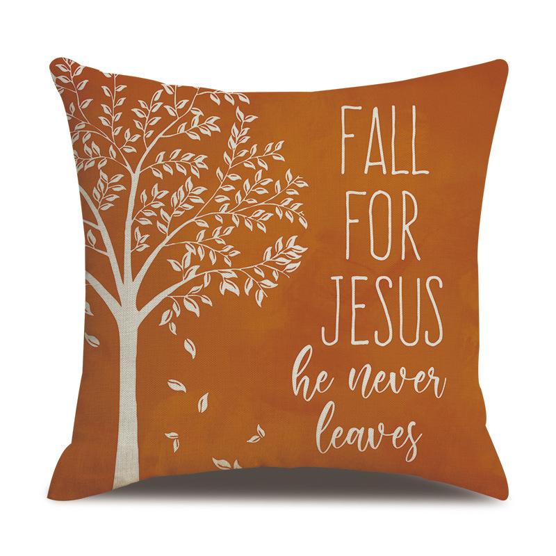 Thanksgiving Linen Pillowcase Autumn Pumpkin Print Pillow Cushion Cover