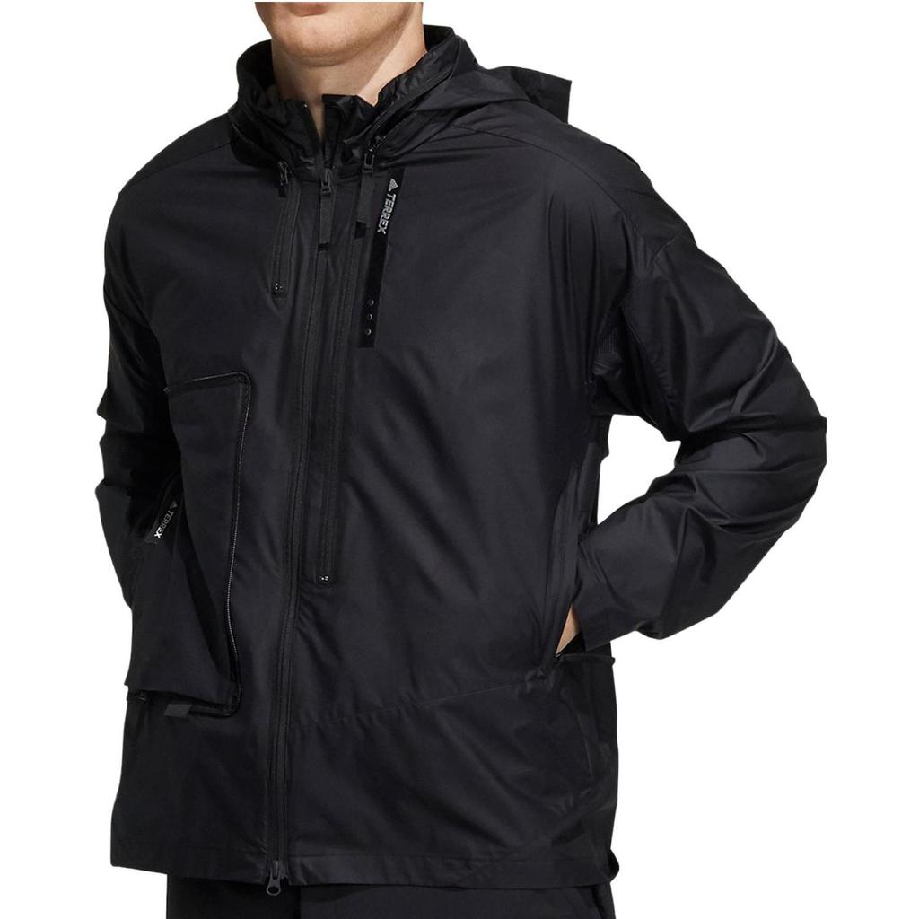 adidas Felpa con cappuccio sportiva casual tinta unita con zip da uomo Giubbotti Nero H13868