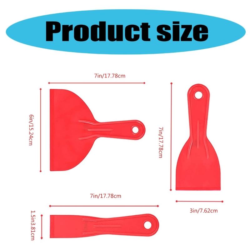 3Piece All Plastic Spackling Putty Scraper Spatula Kit Suitable For DIYer Enthusiasts&Construction Professional Painters