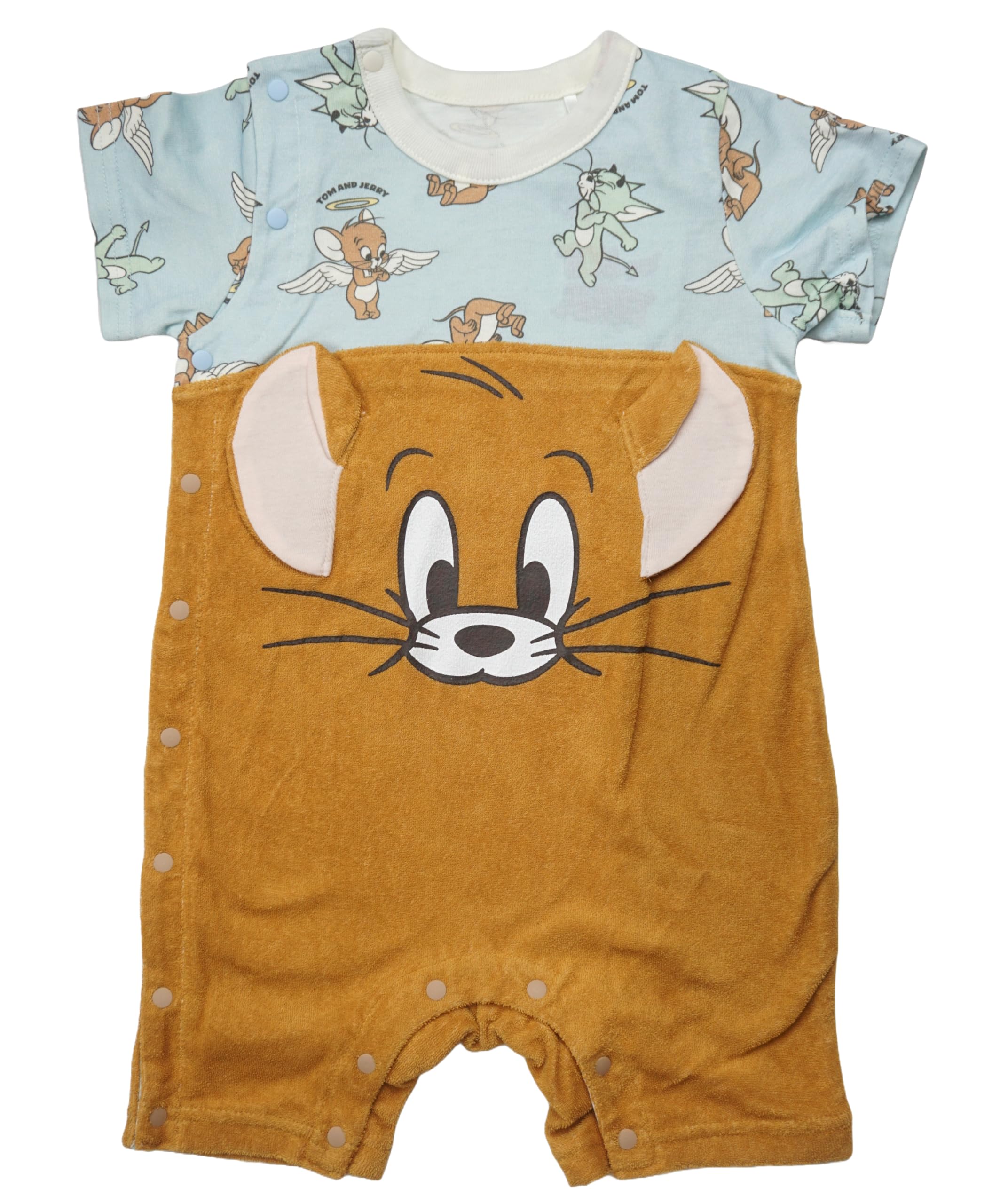 

Tom and Jerry 85th Anniversary Tuffy & Jerry Layered Coverall, Side Opening, Jersey, Baby Clothes, 215142672, Jerry, Size 70