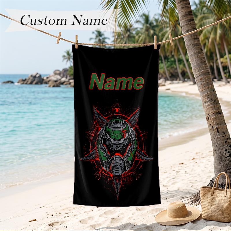 DOOM Custom Name Printed Beach Towel Personalized Soft Towel For Swimming Beach Travel
