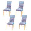 Set of 4 Dining Chair Washable and Removable Sea High-Back Covers, Washable, Stretchable, Durable, (Starry Design)