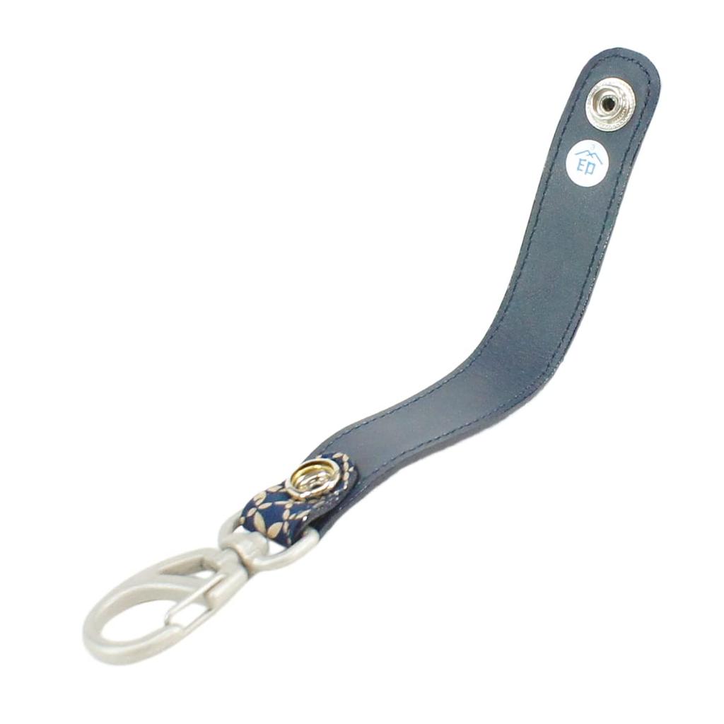 [Inden-ya] Inden Belt Strap Keychain B, Deerskin, Navy Blue with White Lacquer, Shippo Pattern, 4701-14-179