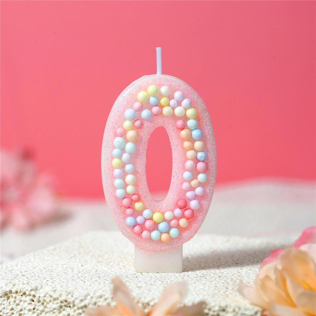 Pink Macaron Foam Number Candles 0-9 for Girls' Birthday Cake Decoration