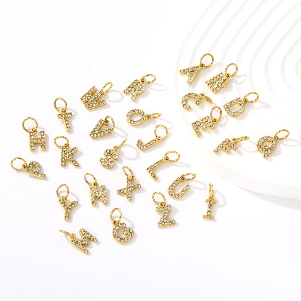 Diamond Stainless Steel Jewelry Accessories 26 Letter Pendant Pendant DIY Necklace Bracelet Accessories