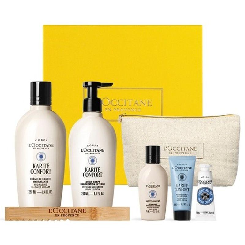 

LOCCITANE Shea Butter Body Duo Set (Carite Confort) (+3 Deluxe Types + Soap Tray + Pouch) FREE