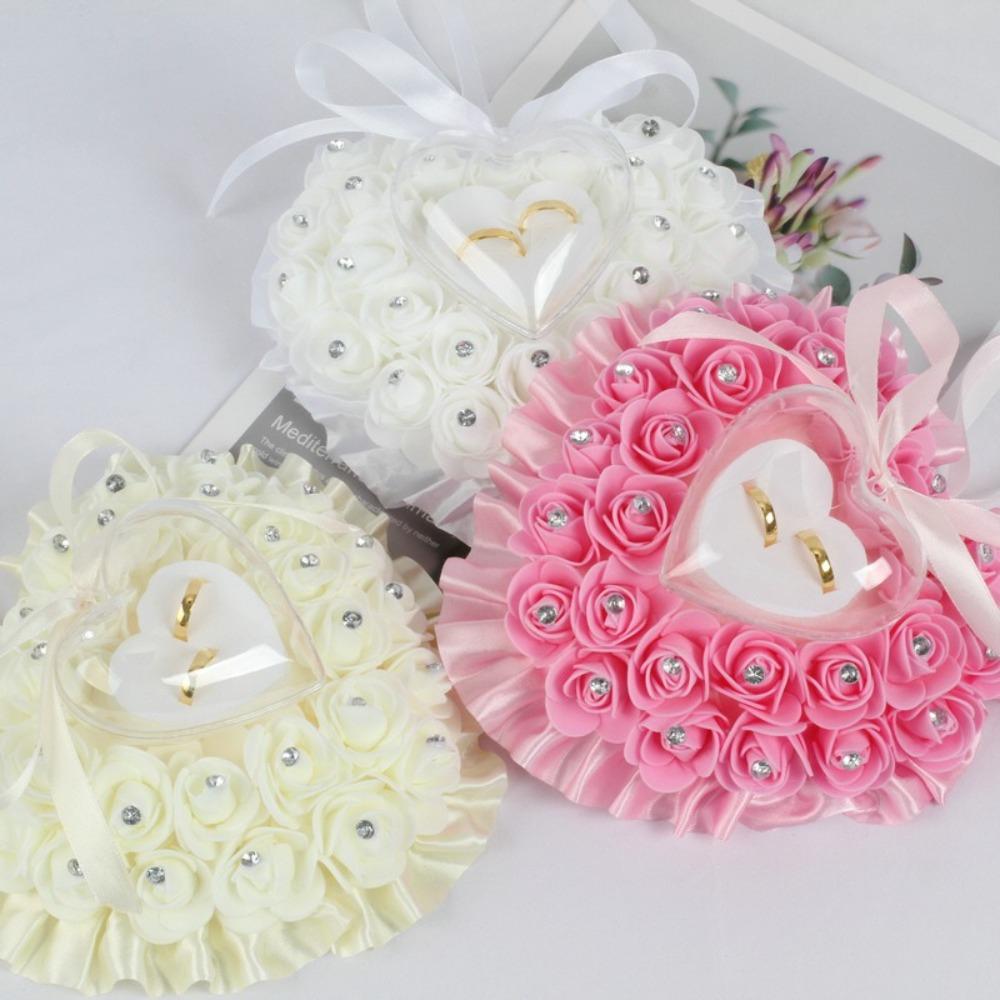 

Romantic Heart Ring Pillow European Jewelry Case Wedding Ring Pillow Valentine s Day Favors синій