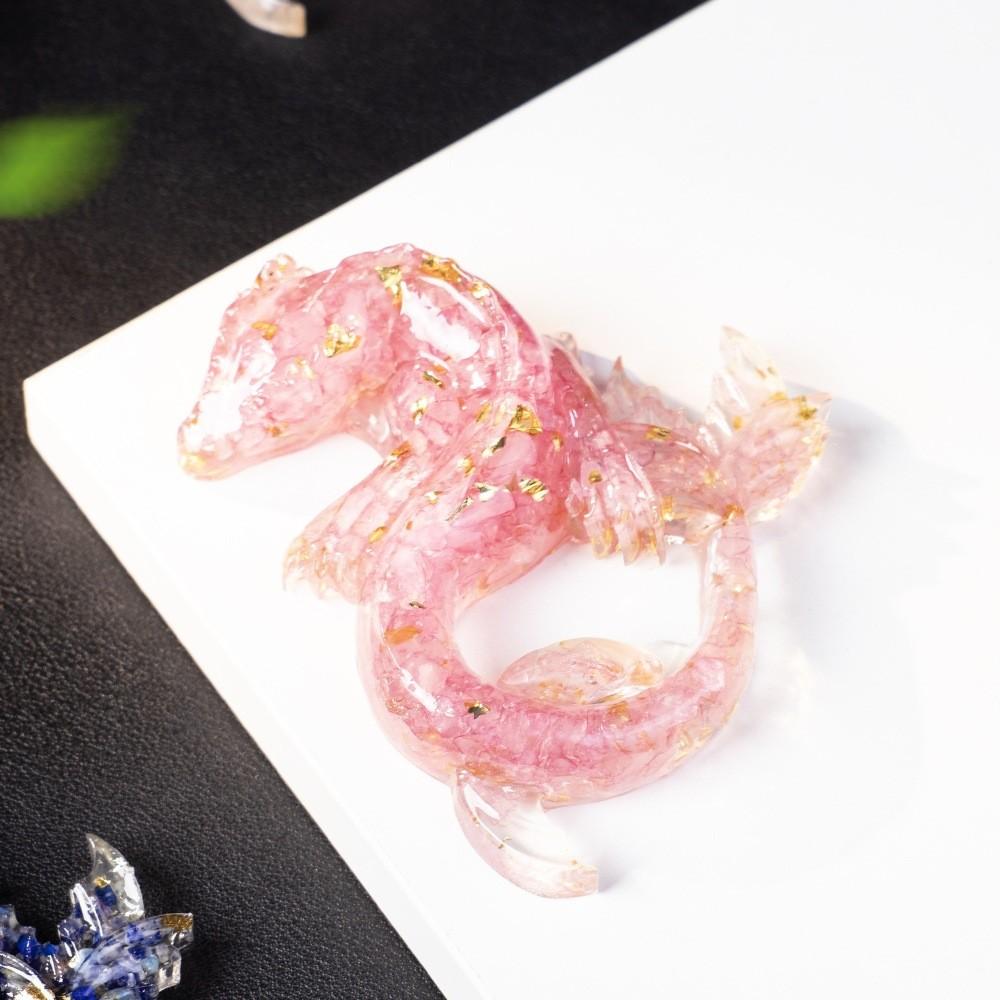 Dragon Resin Crystal Figurine Home Decor With Natural Gemstone Chips For Gift Collectors