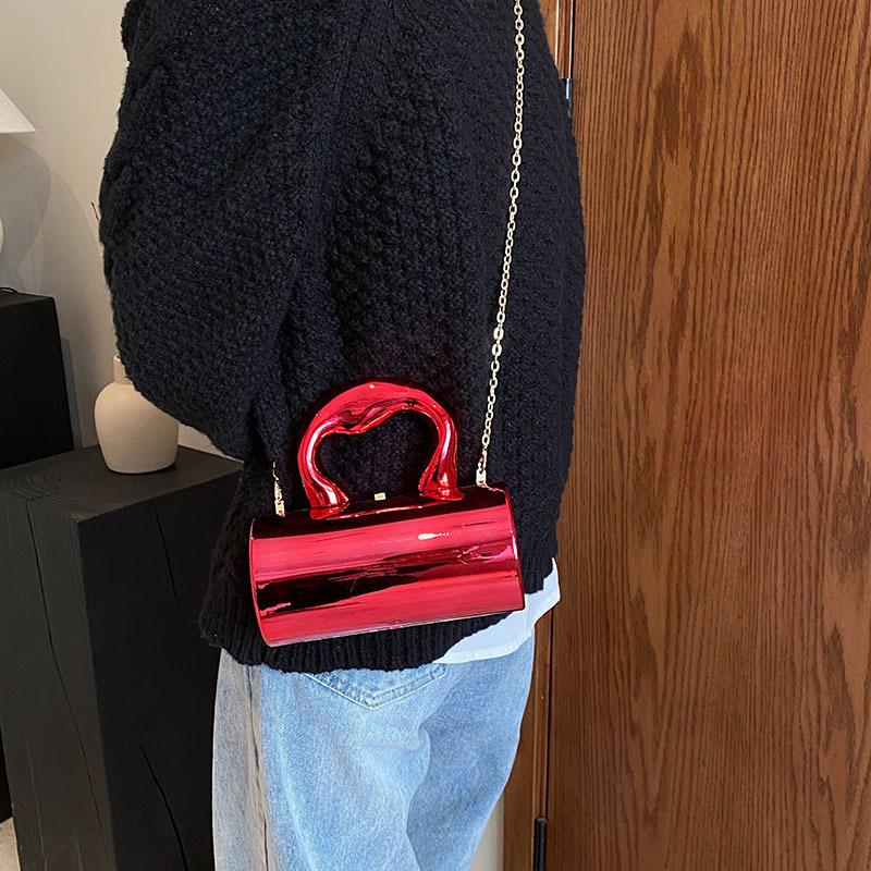 Candy Color Yak Cylinder Bag 2025 New Mori Soft Girl Ins Internet Celebrity Personality Glossy Shoulder Messenger Bag