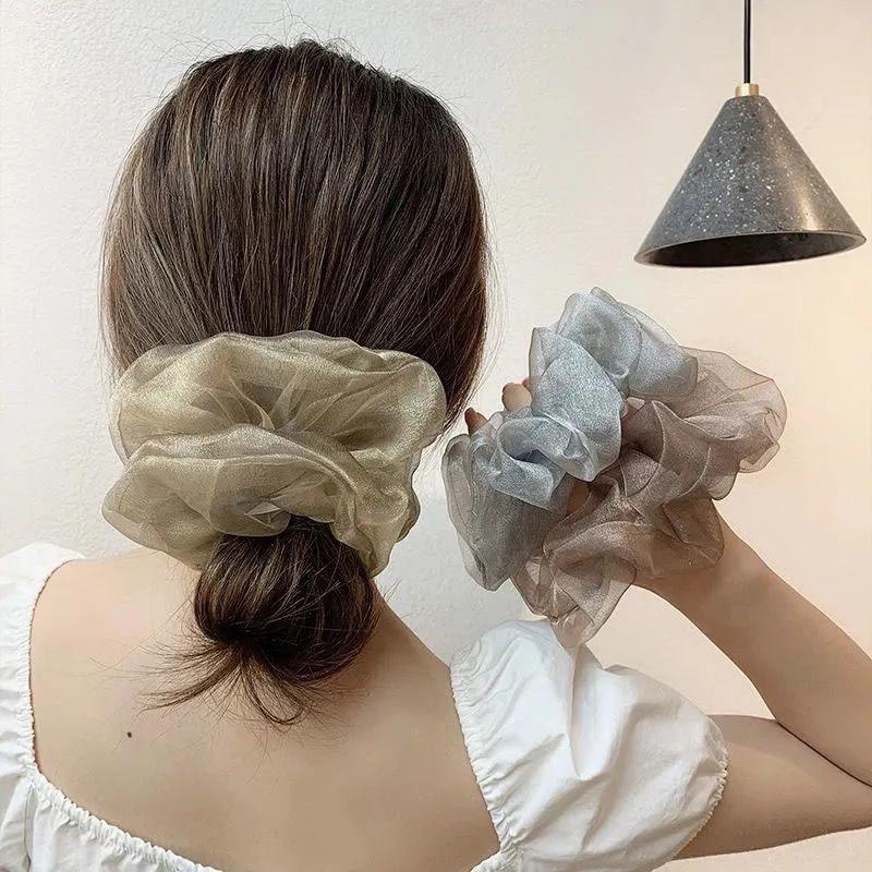 Oversized Scrunchies Organza Hair Ties Elastic Hair Band Women Girs Ponytail Holder Hair Ropes Hair Accessories