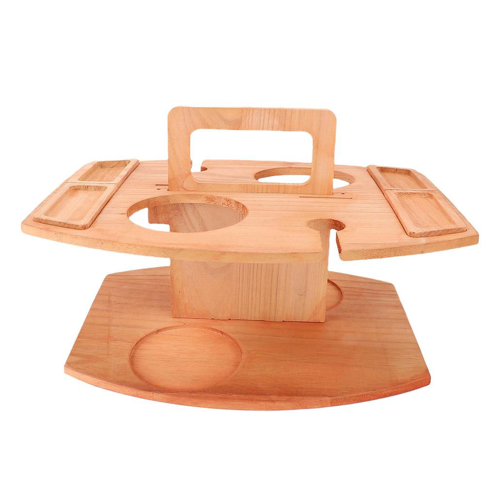 Fa Piknikasztal Pohártartóval Hordozható Boros Pikniktálca Kültérre Könnyen Szétszerelhető