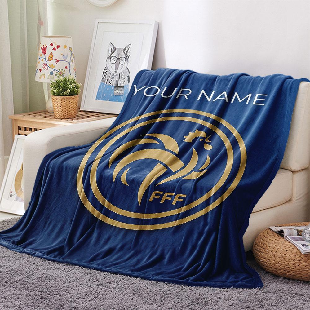 Custom Name,France National Football Team Printed Flannel Blanket, Soft Throw for Bedroom Sofa, Washable, Christmas Present, Great Gift.
