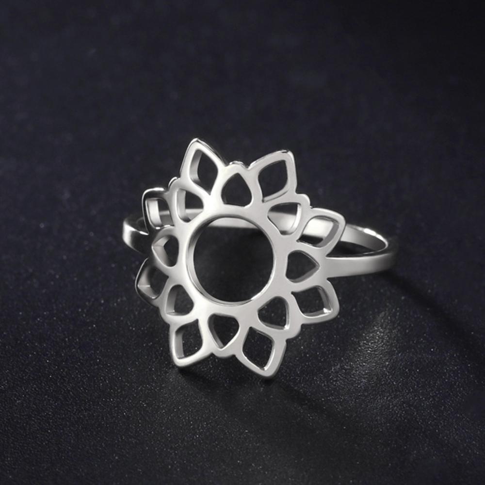 

My Shape Lotus Mandala Flower Rings Women Stainless Steel Gold Color Finger Rings Wedding Engagement Anniversary Jewelry Female 10
