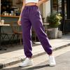 Pantalones de chándal con forro para mujer, color suelto para uso casual diario