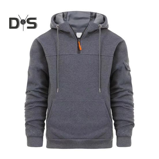 

Мужская толстовка с капюшоном на осень-зиму, однотонная, с длинными рукавами, большим карманом, с капюшоном в стиле ретро, тонкая свободная повседневная одежда, повседневный спортивный топ M серый