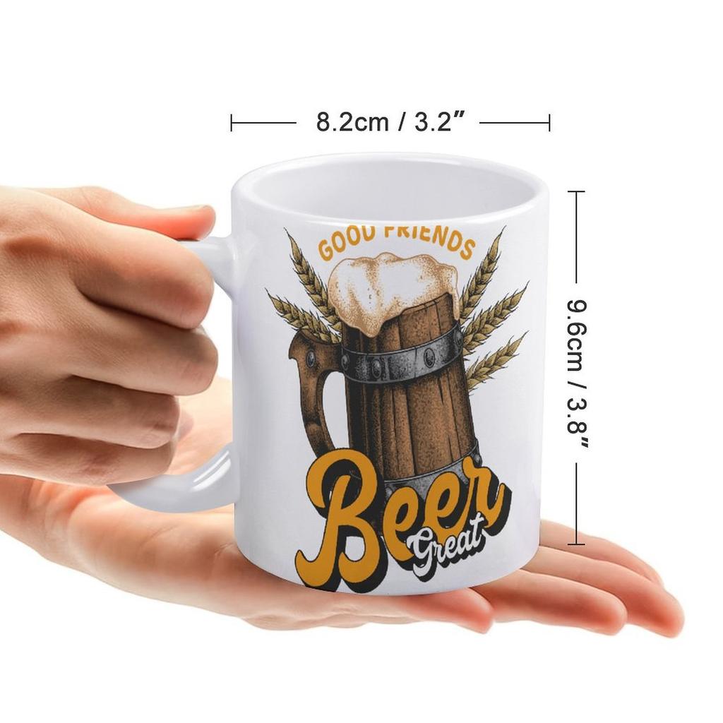 1pc 11oz Double-Sided Printed Mug for Beer Enthusiasts, Simple Daily Drinkware