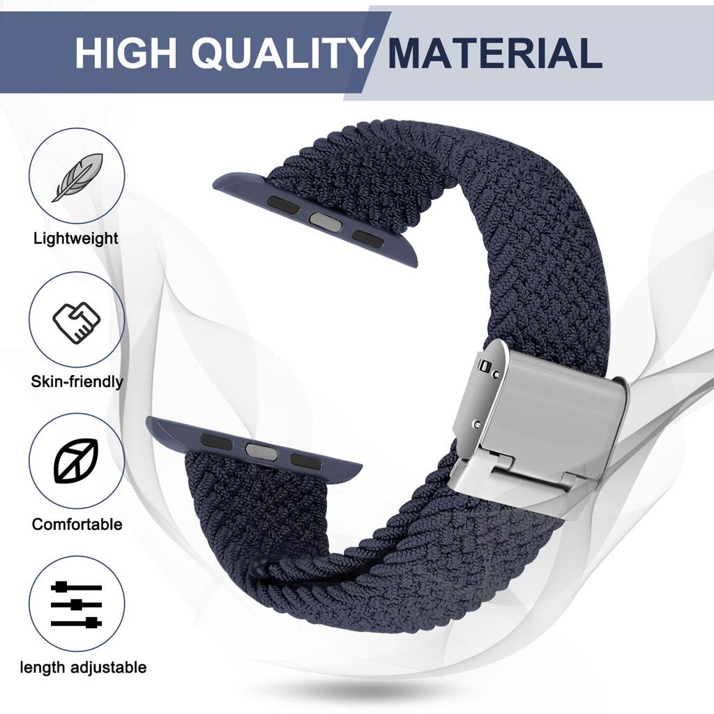 Adjustable Braided Watch Bands for Apple Watch Series Ultra 9 8 7 Folding Clasp Nylon Strap for IWatch 4 5 6 38 40 42 44 41 45 49mm Bracelet