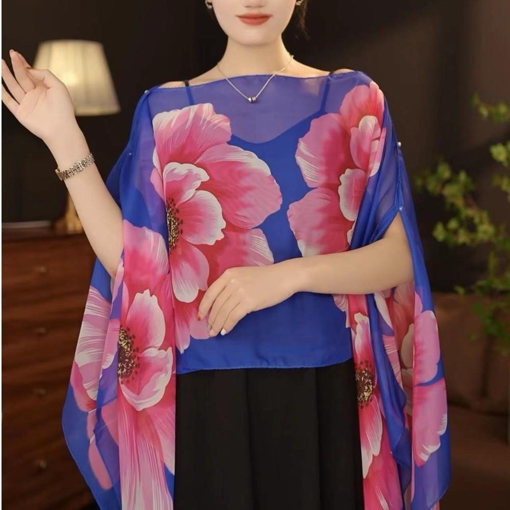 Multifuctional Breathable Shawl Long Length Chiffon Scarf Sun Protection Shawl  Outdoor Activities Style F
