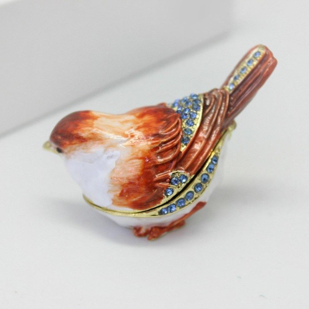Alloy Enamel Sparrow Shaped Jewelry Organizer Decorative Box for Rings and Earrings Studs Multifunctional Storage Case