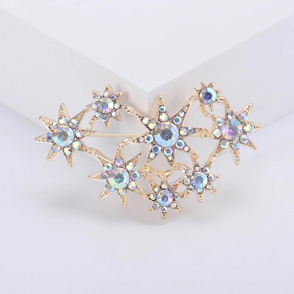 Ramadan Rhinestone Star Brooches for Women Unisex Glossy Moon Pins Event Party New Gifts Backpack Decoration Clothes Accessories