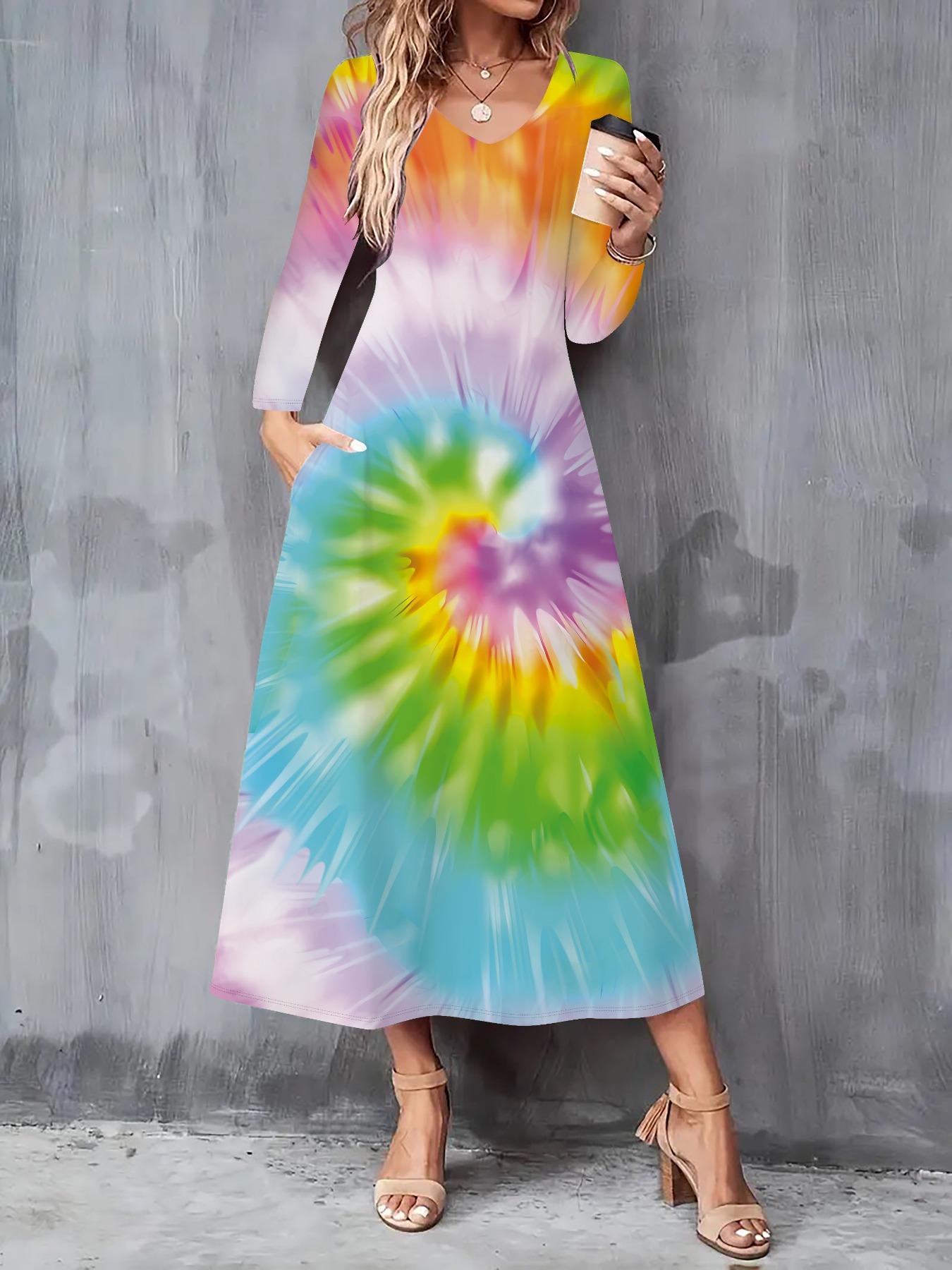 

Нове Жіноче Повсякденне Модне Плаття Осінь-Зима 2025 3D Ретро Принт З Довгим Рукавом V-Подібний Виріз Сукні А-силуету XXL жовтий