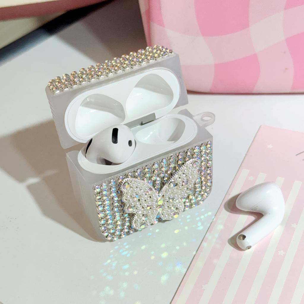 Plastic Glitter Diamond Butterfly Cute Kitty Case for for 1 2 3 4 Pro 2 Shockproof Dirt-Resistant Wireless Earphone