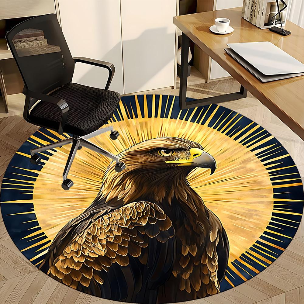 1pc Eagle Emblem Chair Carpet for Office, Round Non Slip Durable Large Size Office Carpet, Suitable for Office