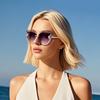 Cat Eye Sunglasses Fashion Metal Frame Uv400 For Outdoor Sun Protection