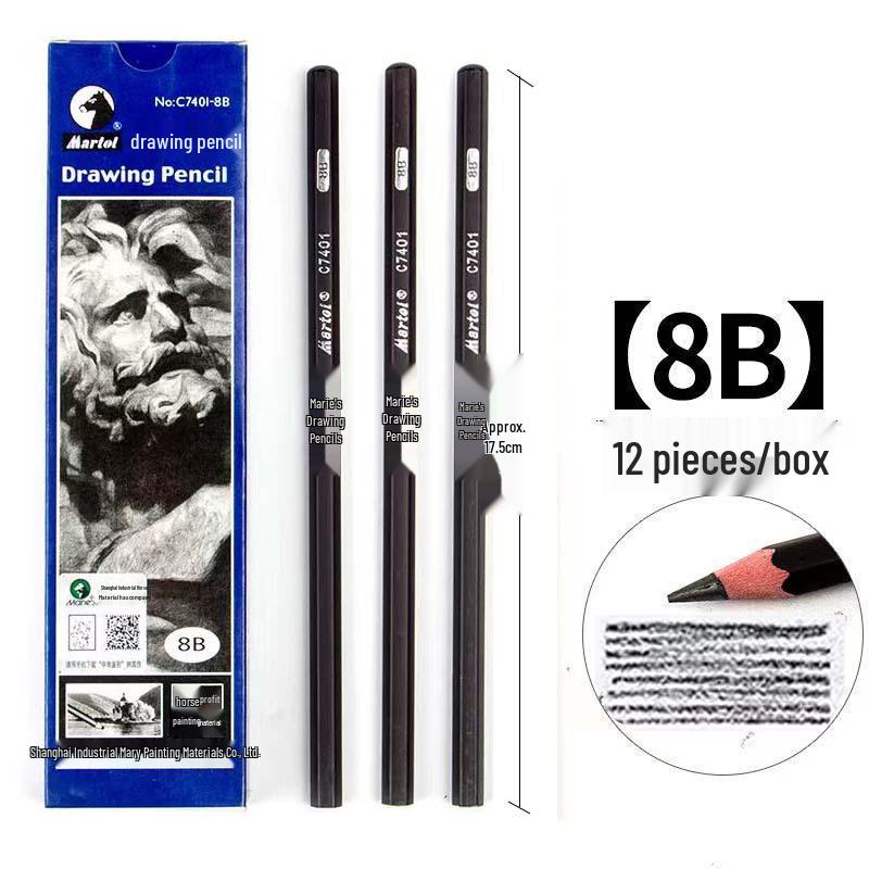 Mali Brand Charcoal Sketch Pencil Set - Includes 2B, 4B, 6B, 8B for Art Students