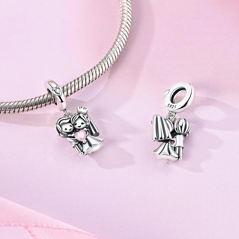 copper Couple Collection Love BoyGirl Dangle Charm Bead Charms Heart Bead Charms Compatible With Authentic Bracelets for Women Do It Yourself Fine Je