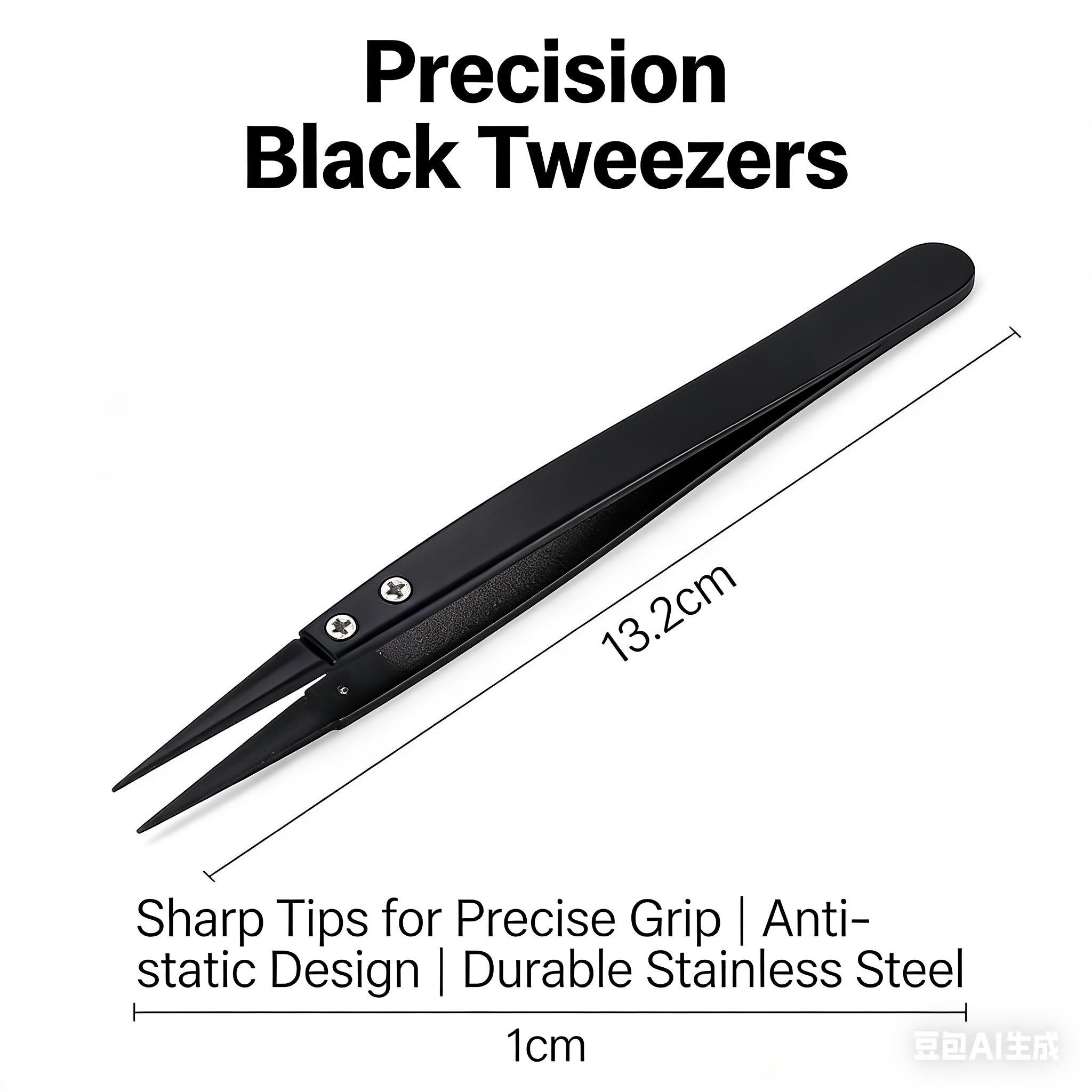 

Anti-static Precision All-Black Tweezers, Heavy-Duty Metal with Anti-Static Tips, Ideal for Electronics and Jewelry Repair. Sharp Point&15cm чёрный