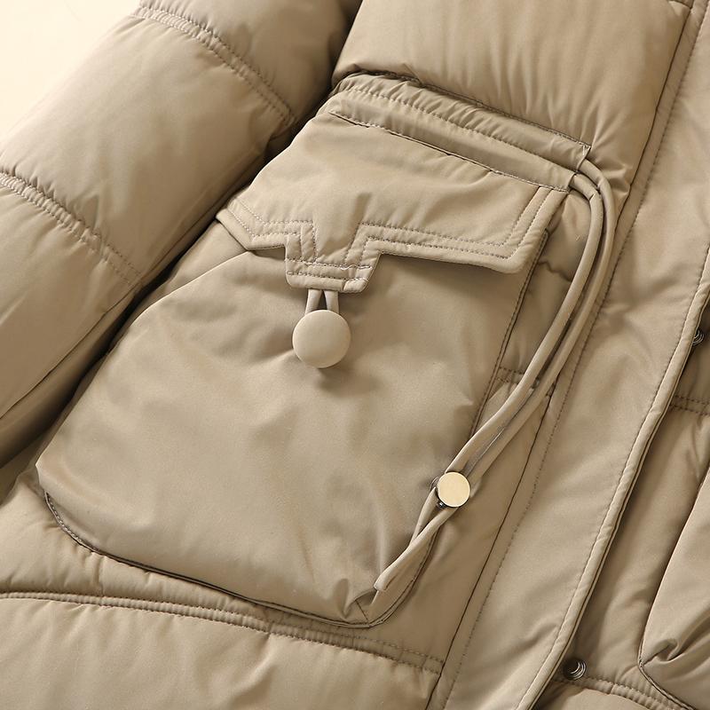 Jesień Zima Pogrubiona Ciepła Parka Kobiety Casual Słodki Jednolity Kolor Duża Kieszeń Luźny Płaszcz z Kapturem Kurtki Odzież Wierzchnia