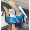 Summer New Women's High-heeled Sandals Transparent High-heeled Slippers Stiletto Pointed Toe Slip-on High-heeled Sandals