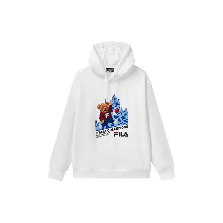 FILA Sweatshirts Men's White Hooded Non Detachable Moderate Regular F11M118259FWT