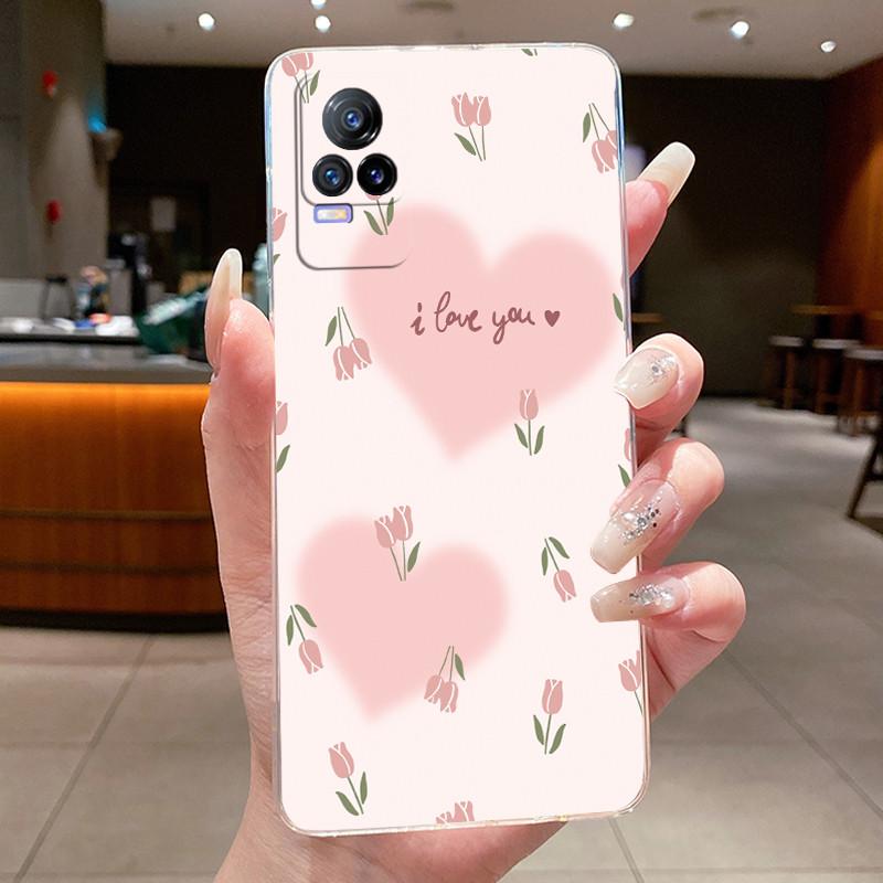 Case For VIVO V21E Y73 2021 V21 4G 5G Phone Case Clear Aesthetic Luxury Fashion Butterfly Flowers Silicone Soft TPU Slim Casing