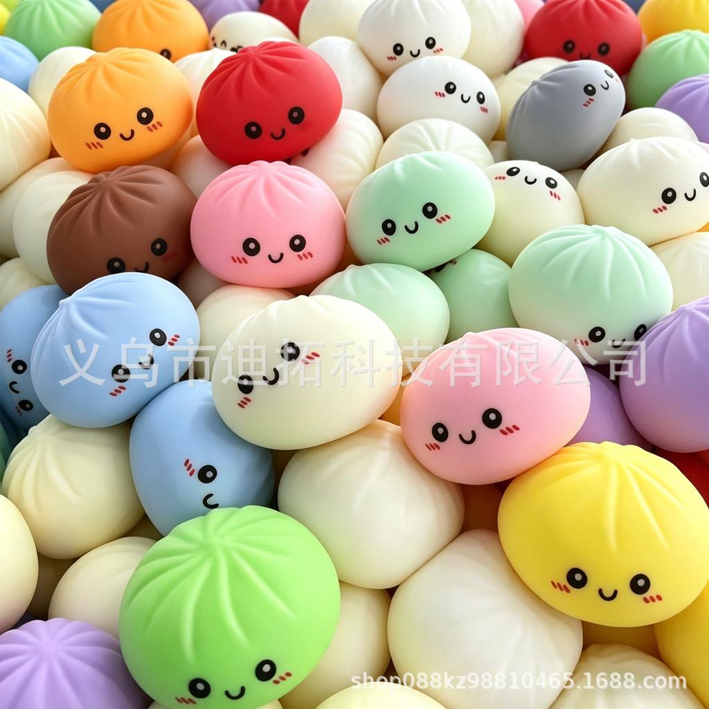 Sensory Fidget Prank Toy Colorful Mini Bun Dumpling Squishy Cute Stress Relief Squeeze Toy For Kids Adults