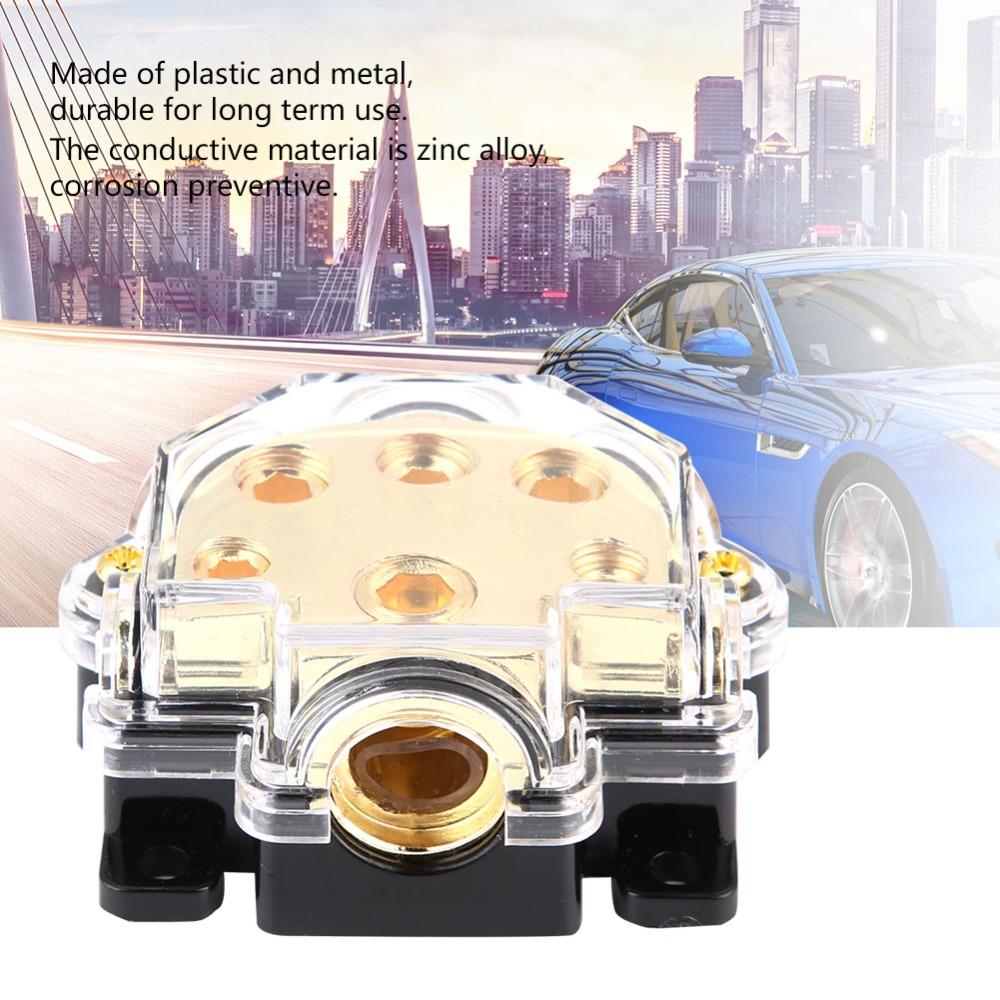 1 in 5 Way Out Power Distributor Block Outlet 1 * 2GA+2*4GA+2*8GA Fuse Holder  Automobile Vehicle