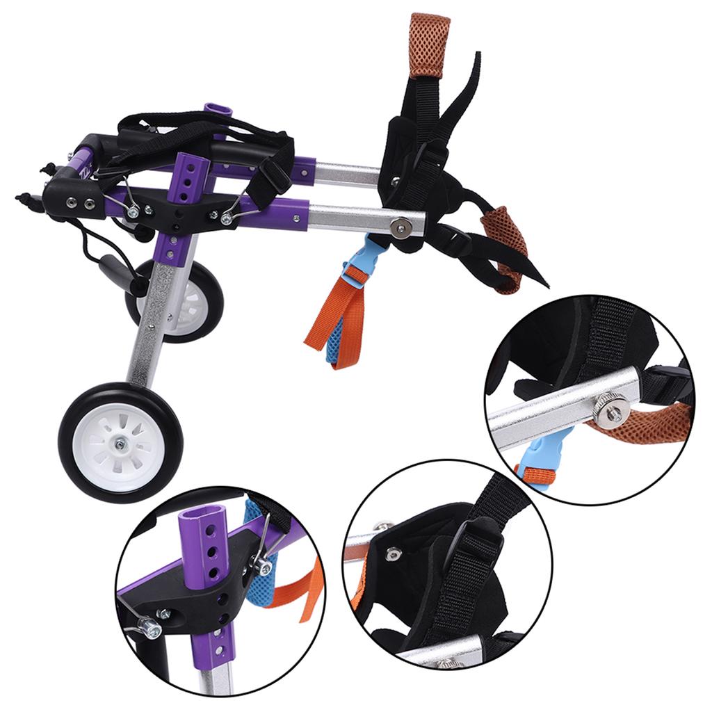 Aluminium Alloy Purple Double Wheel Pet Wheelchair Disabled Dog Assisted Walk Car Hind Leg