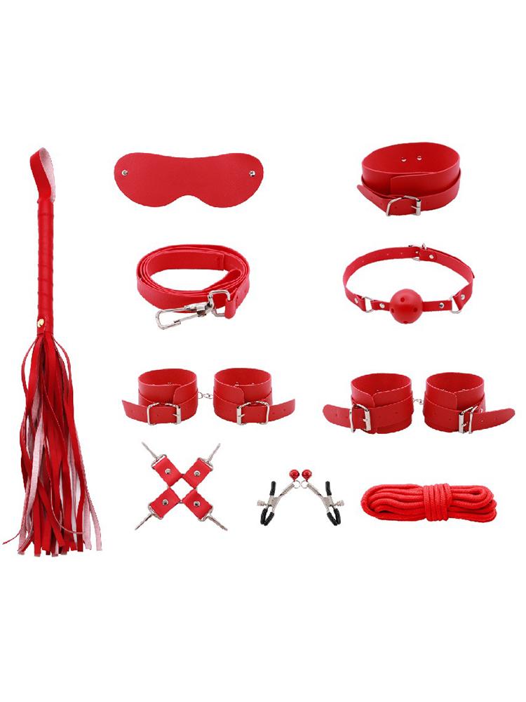 Erotic Set Sexy Leather Plush Sex Toys Bondage Kit Handcuffs Feather Blindfold Flirt Exotic Accessories Couples Adult Games