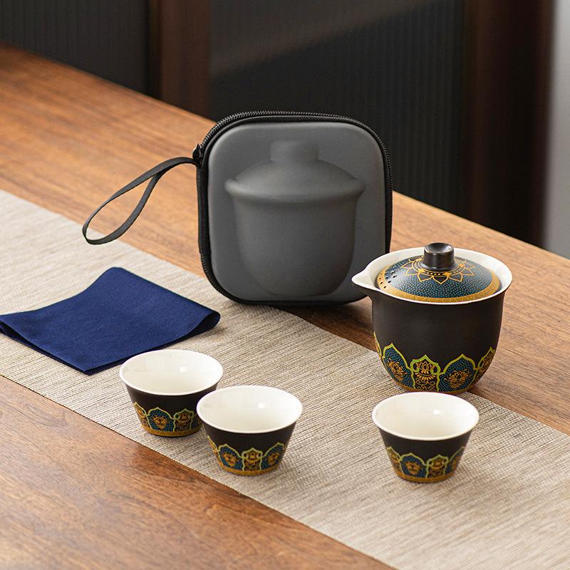 Venkovní Kung Fu čajový set Cestovní čajový set Přenosný Kuaike šálek Obchodní dárek