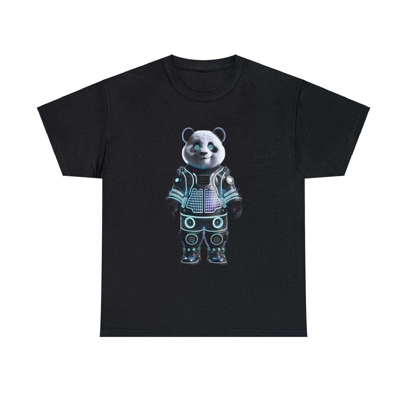 Unisex Adult Graphic T Shirt: Futuristic Panda Fashion Tee LED Festival Animal S