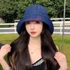 Versatile Denim Fishing Cap Korean Sun Protection Hat Foldable Denim Bucket Cap  Streetwear