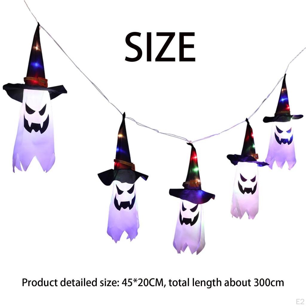 Hanging Lighted Glowing Ghost Garden Lawn Window Porch Halloween Decorations