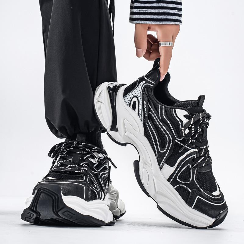 Herbst-Netz atmungsaktive lässige Sportschuhe Studenten dicke Sohle höhenverstellende Dad-Schuhe